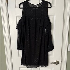 Old Navy Black Ruffle cold shoulder  Dress NWT